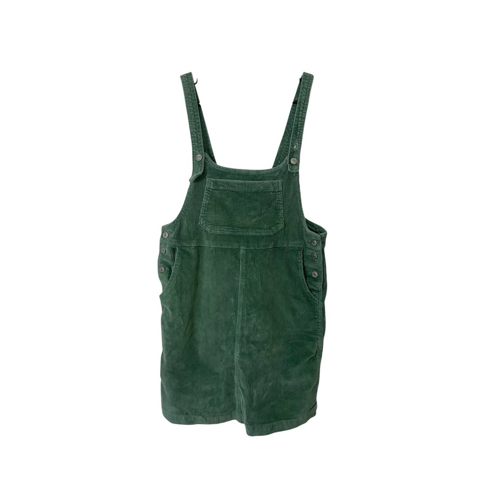 American Eagle Y2K Dress Womens Green Corduroy Overall Pinafore Mini Jumper M - Picture 2 of 7